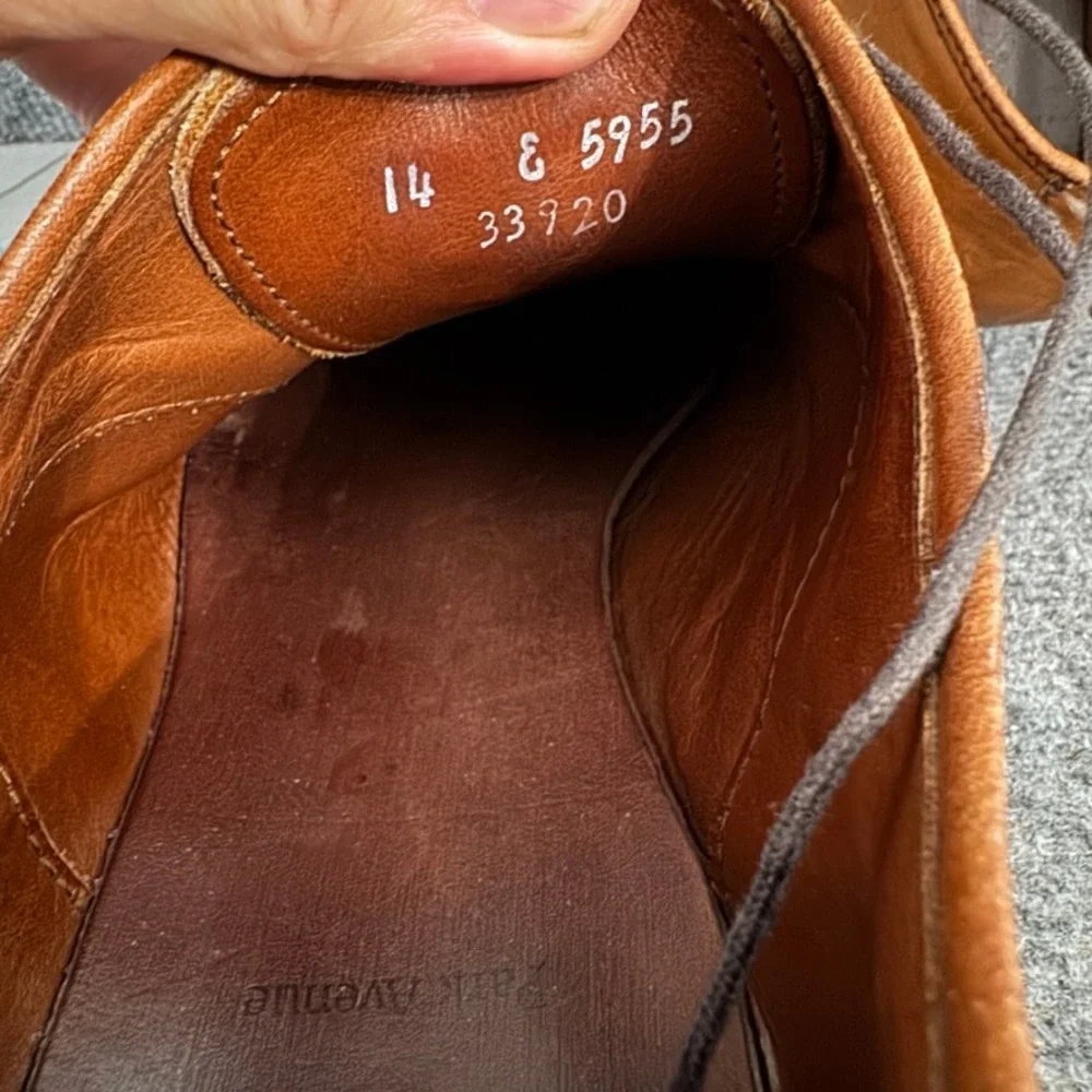 Allen Edmonds Park Avenue Mens Tan Leather Cap Toe Oxford Dress Shoes 14